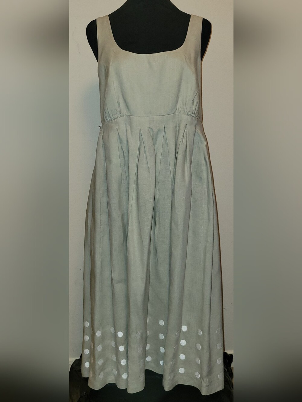Grace Elements Light Sage Maxi Dress with White Dot Hem